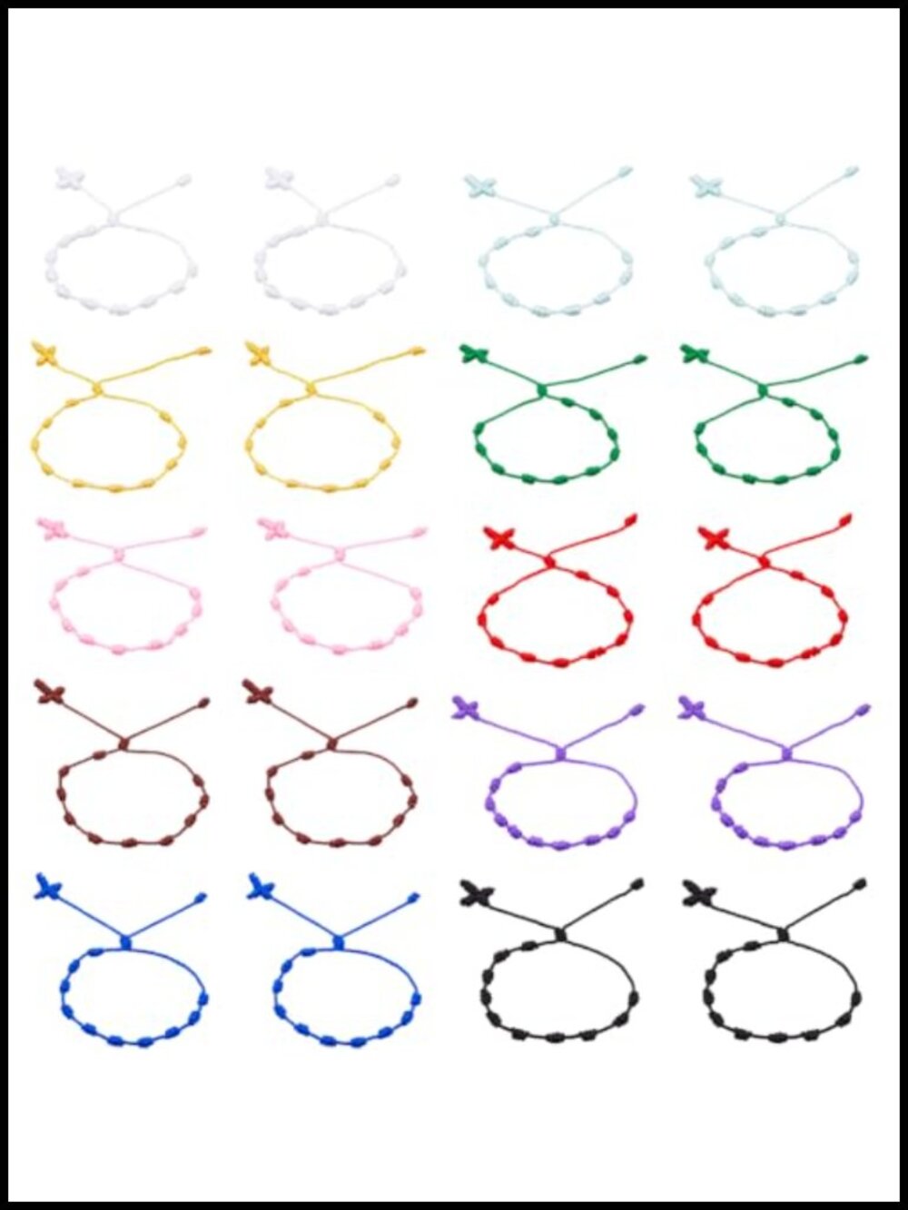 20-Pack Adjustable Knot Cord Bracelets with Cross Pendant for Men Women
